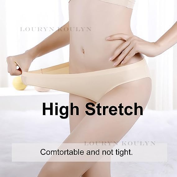 Buy LOURYN KOULYN Seamless ice Silk Cotton Underwear Women No Show Bikini  Panties Invisibles No Panty Line Workout Hipster 2 Pack (Colour May Very)  (S, Black-Red) at