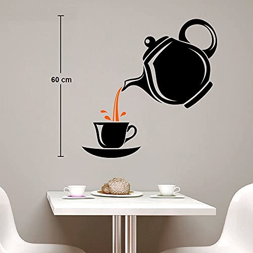 Asmi collection S Wall Sticker for Cafe, Restaurants, Kitchen A Cup of Tea, Vinyl.., Self-Adhesive