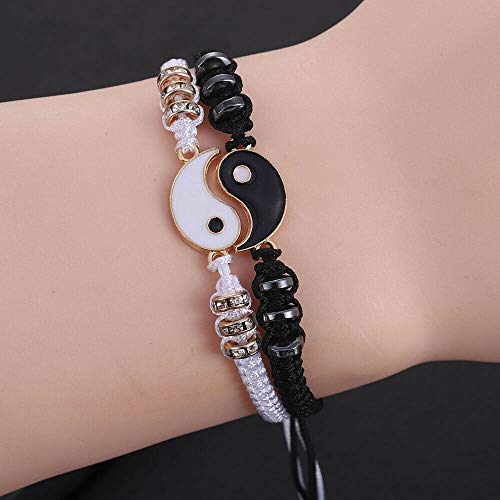 El Regalo "Ying Yang Handmade Macramé Unisex Bracelets Set | Adjustable Bracelet for Best Friends/Couple - Set of 2 (These are NOT Magnetic)