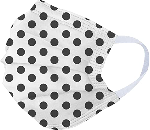 AeroGrid 3 Ply Melt-Blown Fabric Disposable Face Mask | BIS Certified | 75 GSM Protective Surgical Face Mask | Built-in Nose Pin | Premium Soft Earloop Mask for Unisex (Polka, Pack of 500)