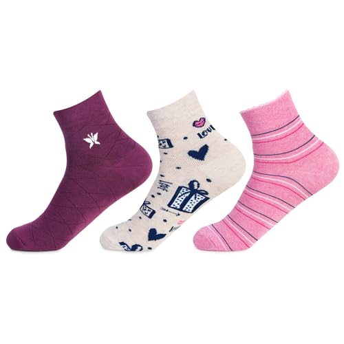 Bonjour Women's Cotton Ankle Length Fashion Socks - PO3