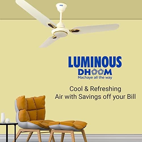 Luminous Dhoom 1200MM Star-rated BEE Certified Energy Efficient 52-Watt High Speed Ceiling Fan (Ivory)