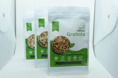 Vr Organics Millet Granola with Apple Raisins Cranberries Dates and Almonds | Gluten - Free | Rich in Fibre | BreakFast Cereal | Dry fruits | Natural Ingredients | Evening Snack | 190 g | pack of 3