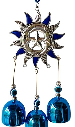 Paradigm Pictures Surya Evil Eye Wind Chime 3 Bells for Home & Office - Brings Positive Vibes & Removes Negative Energy | Evil Eye Wind Chime