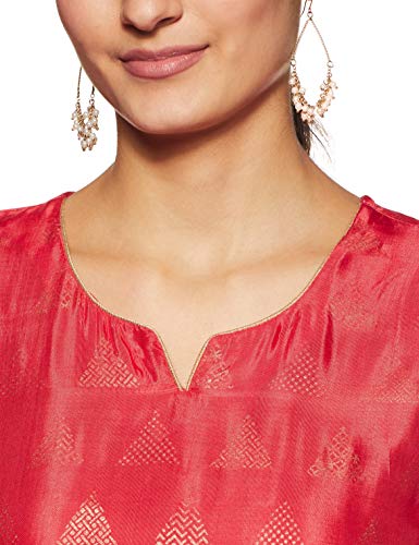 Rangriti Women's Synthetic a-line Kurta (RMMDESERT G2077_Coral_2XL (42))