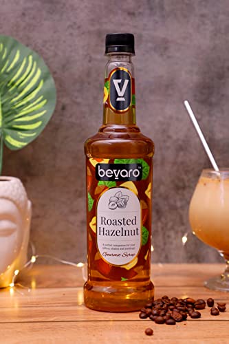 BEVARO Roasted Hazelnut Syrup, 300 ml, Flavoured Hazelnut Syrup for Coffee, Shakes, Hot Brew, Cold Brew, Mocktails, Beverages And Desserts