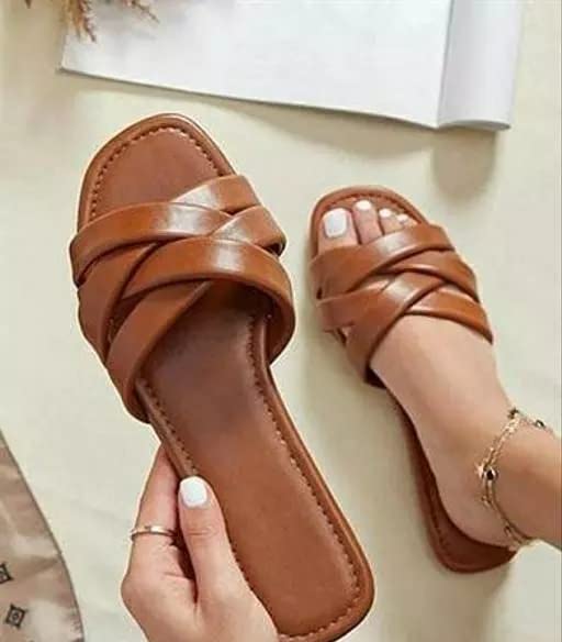 GAHLOT ENTERPRISES Solid One-Toe Flats Sandals For Women & Girls (Brown) (7 UK)
