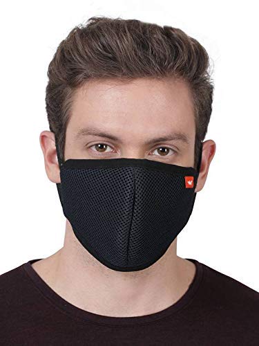 Wildcraft Non Woven Fabric Hypashield Reusable Face Mask for Outdoor Protection (Large, Pack of 3, Black, Without Valve) for Unisex