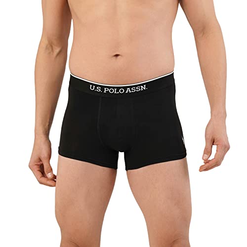 U.S. POLO ASSN. Cotton Stretch Antibacterial ET004 Trunks - Pack of 2 (Black/Bosphorous M)