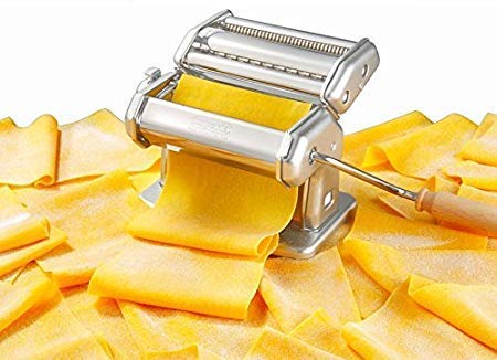 Alexindia marketing Stainless Steel Pasta Noodle Maker Machine with Suction Base, Hand Crank and Clamp, 18x13x16 cm,