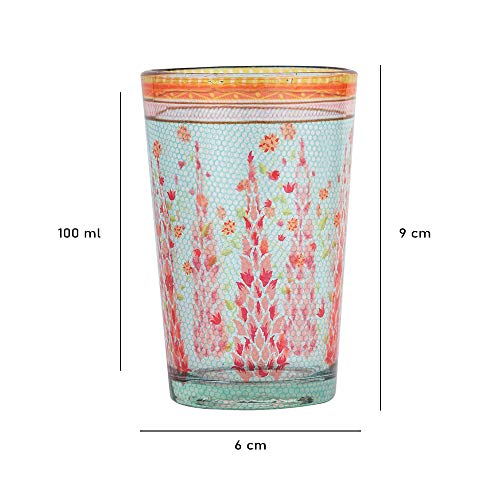 KOLOROBIA Babur Charbagh Inspired Chai Glass/Tea Glass, Flame Proof, Microwave & Dishwasher Safe | for Daily Use & Gifting, (Set of 2)