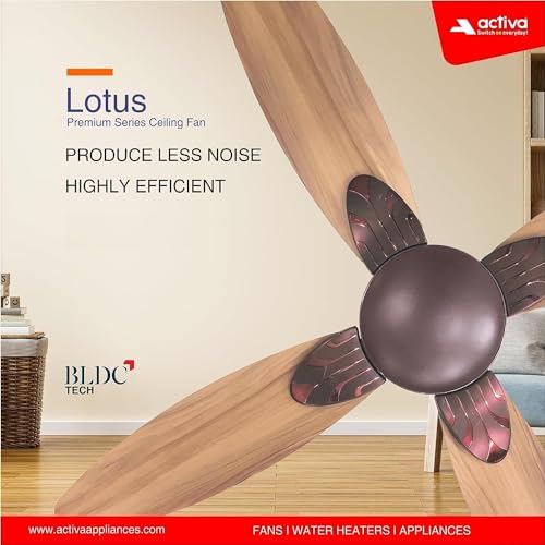 ACTIVA Premium Series Lotus 1200 MM Noiseless BLDC (28 Watts) Wood Ceiling Fan With Wooden Finish 5 Years Warranty (RoseWood)