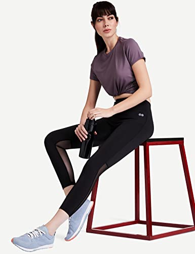 Clovia Women's Slim Fit Polyester Activewear Ankle Length Tights (AB0047P13_Black_M)