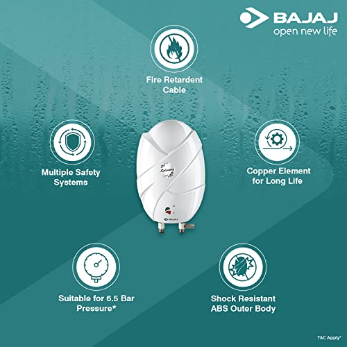 Bajaj Splendora 3 Litre 3KW IWH Instant Water Heater (Geyser), White