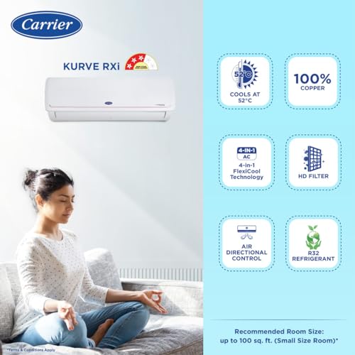 Carrier 1.5 Ton 3 Star 18k Kurve Rxi Inverter R32 Inverter Air Conditioner