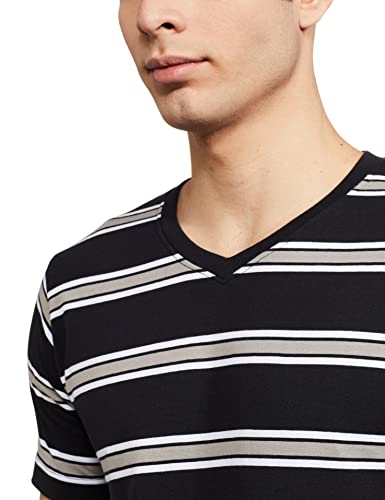 Amazon Brand - Symbol Men's Striped Regular Fit T-Shirt (SYM-T-CD2-D3_Jet Black M)