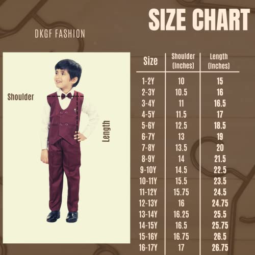 DKGF FASHION 3-Piece Suit for Boys(DC006-6) Maroon