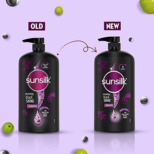 Sunsilk Stunning Black Shine Shampoo 1 L, With Amla + Oil & Pearl Protein, Gives Shiny, Moisturised and Fuller Hair - Paraben Free