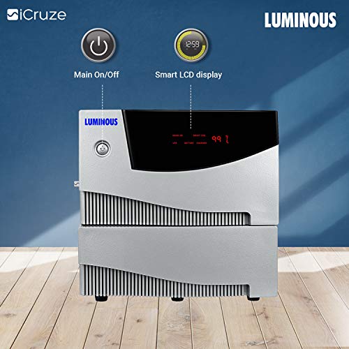 Luminous Inverter & Battery Combo (Cruze+ 2KVA Pure Sine Wave 2000VA/24V Inverter with Red Charge RC15000ST Short Tubular 120Ah Batterry - 2 Batteries) for Home, Office & Shops