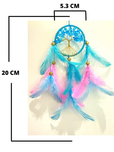 Rooh Dream Catcher~ Pastel Healing Tree ~ Handmade Hangings for Positivity (Can be Used as Home Decor, Gift, Wall Hangings, Meditation Room, Yoga Temple, Feather Wind Chime & Car Hanging)