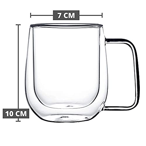 Femora Double Wall Crystal Glass Tea Cup Coffee Mug - 290ML (Single Piece)