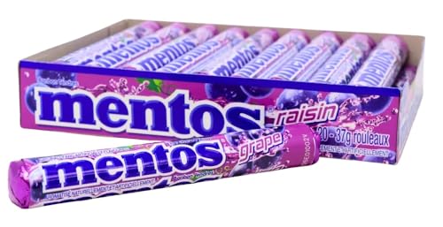 Mentos Roll With Flavorful Grape Candies With Crunchy Coat Around Chew at Any Time or to Brighten Up the Birthday Parties 29g X 14 Roll