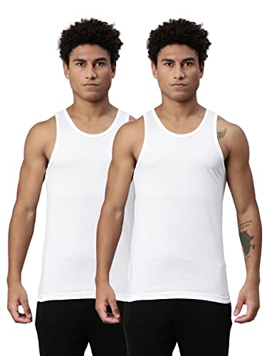Levi's Men's Cotton Style #012 Classic Regular Fit Solid Vest (Pack of 2) (#012-VEST-WHT- White P2_L)