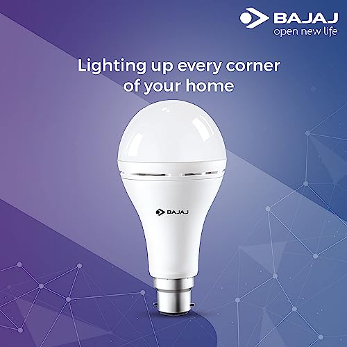 Bajaj LEDZ 8.5W Rechargeable Emergency Inverter LED Bulb, Cool Day Light, White, Upto 4 Hours Battery