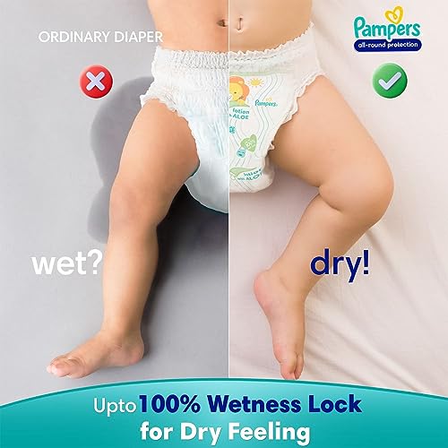 Pampers All round Protection Pants Style Baby Diapers, Large (L) Size, 64 Count, Anti Rash Blanket, Lotion with Aloe Vera, 9-14kg Diapers