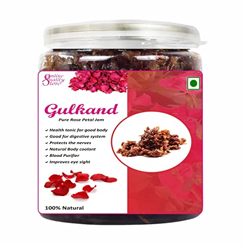 Online Quality Store Natural Gulkand (Rose Petal Jam), 400g | Sun-Cooked Damask Rose Petals & Rock Sugar |Pure gulkand Organic| Gulkand for Paan