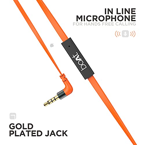 boAt Bassheads 228 in-Ear Wired Earphones with Super Extra Bass, Metallic Finish, Tangle-Free Cable and Gold Plated Angled Jack (Molten Orange)