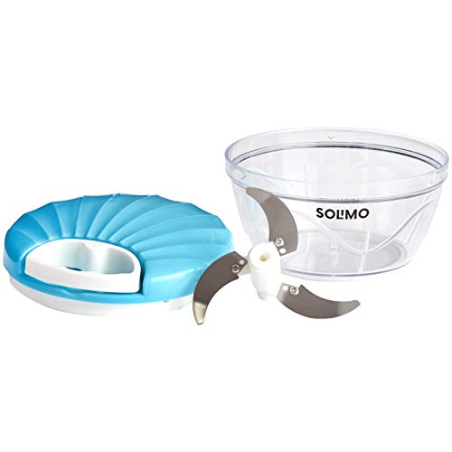 Amazon Brand - Solimo Plastic 500 ml Large Vegetable Chopper with 3 Blades, Blue