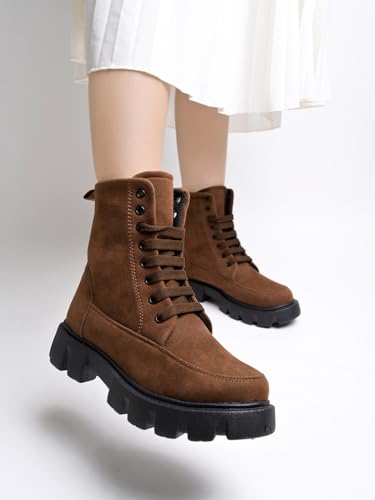 Shoetopia Smart Casual Brown Boots For Women & Girls