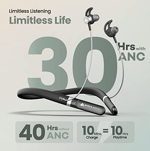 Boult Audio Curve ANC Wireless in Ear Wireless Earphones with 25dB Active Noise Cancellation, ENC Mic, 30H Playtime, 60ms Low Latency Mode, Dual Pairing, Type-C Fast Charging (10mins=10Hrs) (Black)