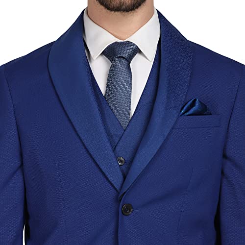 blackberrys Structured Polyester Blend Slim Fit Mens Suit (Blue, Size_40)