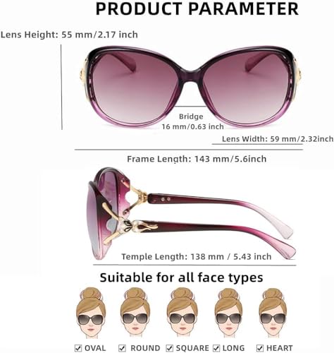 ELEGANTE Sunglasses for Women Fashion Ladies Shades Wrap Frame Trendy Stylish Sun Glasses UV Protection (C3 - PURPLE)