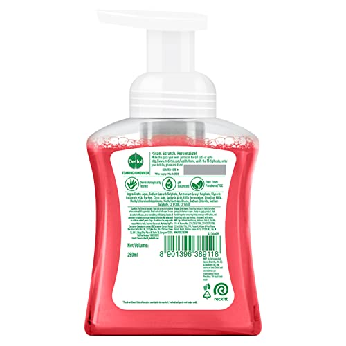 Dettol Foaming Handwash Pump - Strawberry (Pack of 2-250ml each) | Rich Foam | Moisturizing Hand Wash | Soft on Hands