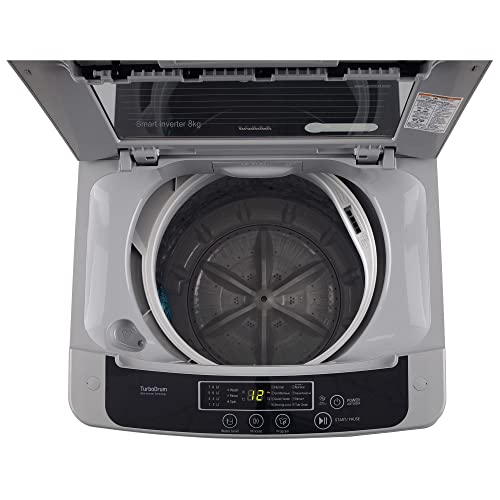 LG 8 Kg 5 Star Inverter TurboDrum Fully Automatic Top Loading Washing Machine (T80SKSF1Z, Waterfall Circulation, Digital Display, Middle Free Silver)