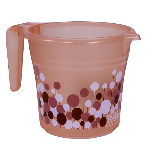 RATAN PLASTICWARE Frosty Bubble Print Pack of 5 Bathroom Set (16L Bucket x 3 / 1L Mug x 2) - Brown