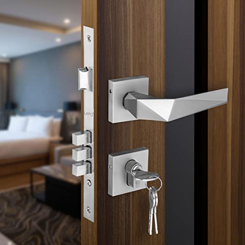 LAPO Mortise Door Lock, High-Security Door Lock for Main Door & Bedroom, Durable Zinc & Brass, Matt Finish, Door Lock Handle Set, 3 Brass Keys Included, Model: Ro-126