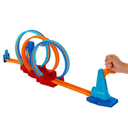 Hot Wheels® Track Set, Ultra Hots™ Loop Madness™ with 3 Loops and 1 Hot Wheels® Car in 1:64 Scale, Connects to Other Sets, Collapses for Easy Toy Storage