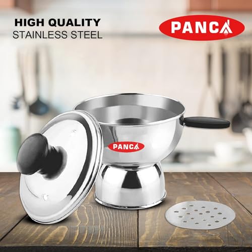 Panca Chiratta Puttu Maker with Handle Use with Pressure Cooker Puttu Kutti Puttu Steamer Silver, Make in India