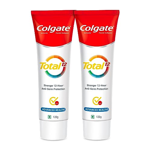 Colgate Total Whole Mouth Health, Antibacterial Toothpaste, 120gm + 120gm (240gm) (Advanced Health, Saver Pack), World's No. 1* Germ-fighting Toothpaste