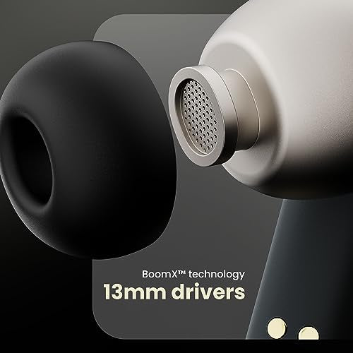 Boult Audio Newly Launched W50 Bluetooth Truly Wireless in Ear Earbuds with 50H Playtime, Quad Mic ENC, 45ms Low Latency Gaming, Dual Tone Fast Charging Case, 13mm Bass Drivers, IPX5 TWS (Ash Black)