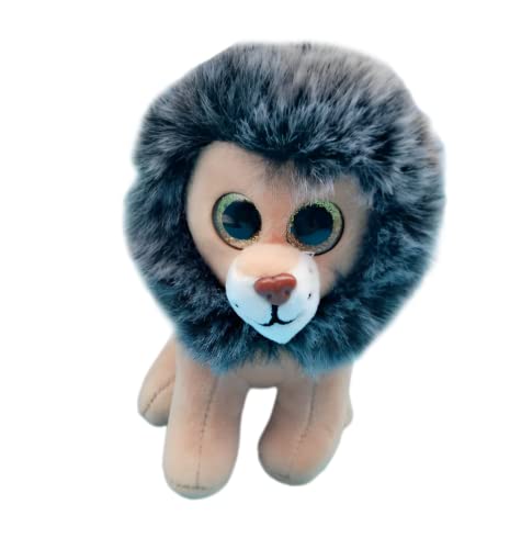 Tickles Lion Glitter Eyes Soft Stuffed Plush Animal Toy for Kids Birthday Gift (Size: 20 cm; Color: Brown & Black)