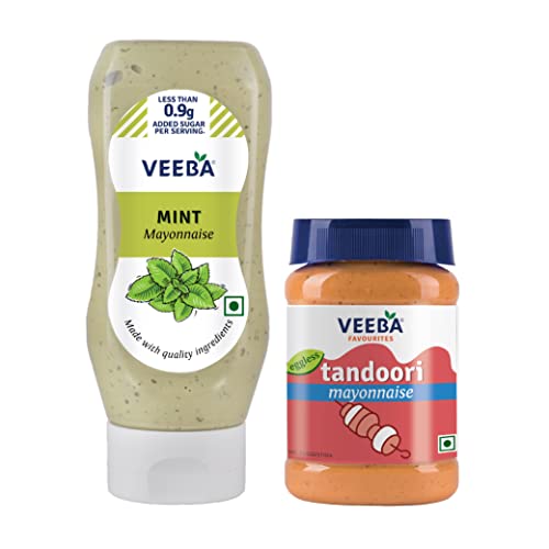 Veeba Mint Mayonnaise, 300g and Tandoori Mayonnaise, 250g - Pack of 2