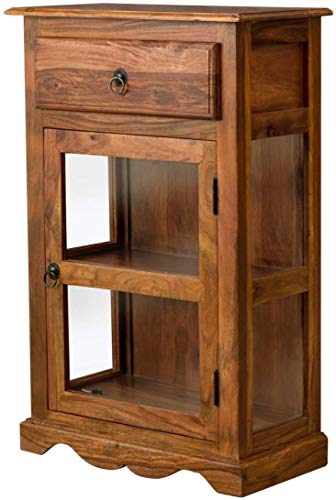 Trinayan Handicrafts Solid Sheesham Wood Crockery Cabinet | Kitchen Cabinet | Storage Unit | Display Cabinet | Bookshelf (Design 2)( Brown)