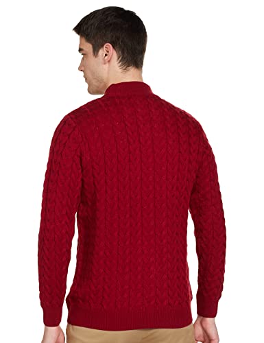 Monte Carlo Men's Pure Wool Classic Cardigan Sweater (1228121TN_Red_M)