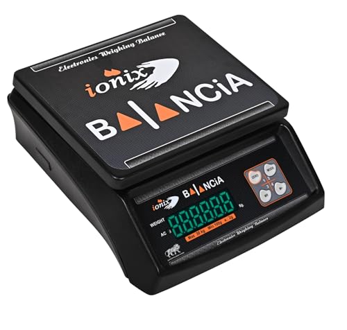 IONIX Made In India, Dual Display Weight scale with 1 Year Warranty & 8 hours battery Backup 30 kg capacity, Weight Machine for Shop | Weighing Machine | Weighing Machine for Shop 1 Piece, Black