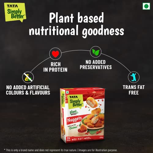 Tata Simply Better Plant-Based Nuggets, Tastes Just Like Chicken - 15 Pieces, 270g